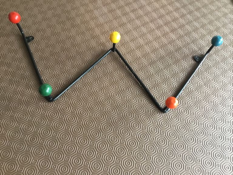 Vintage 5-Peg Atomic Coat Hook - Colourful Ball Ends