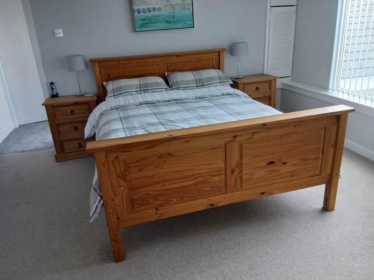 King size bed and mattress plus 2 bedside tables