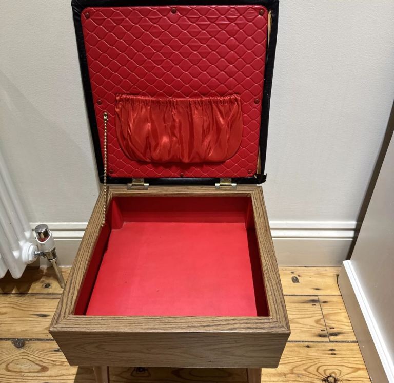 Sherborne Reg Des Sewing Box, Retro Box, Stool