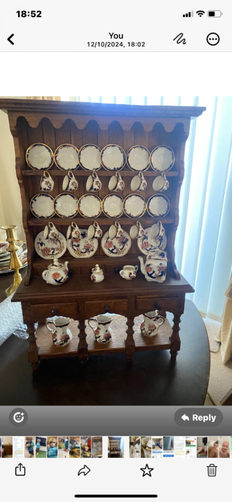 Miniature Welsh Dresser with Masons Ironstone china