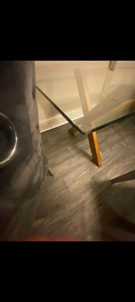 Large glass table and 4 chairs 