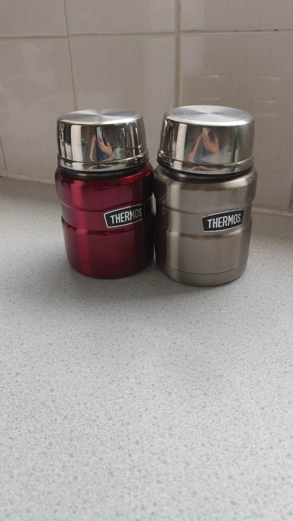 THERMOS Food Flasks (2-Pack) – Red & Silver, Good Condition