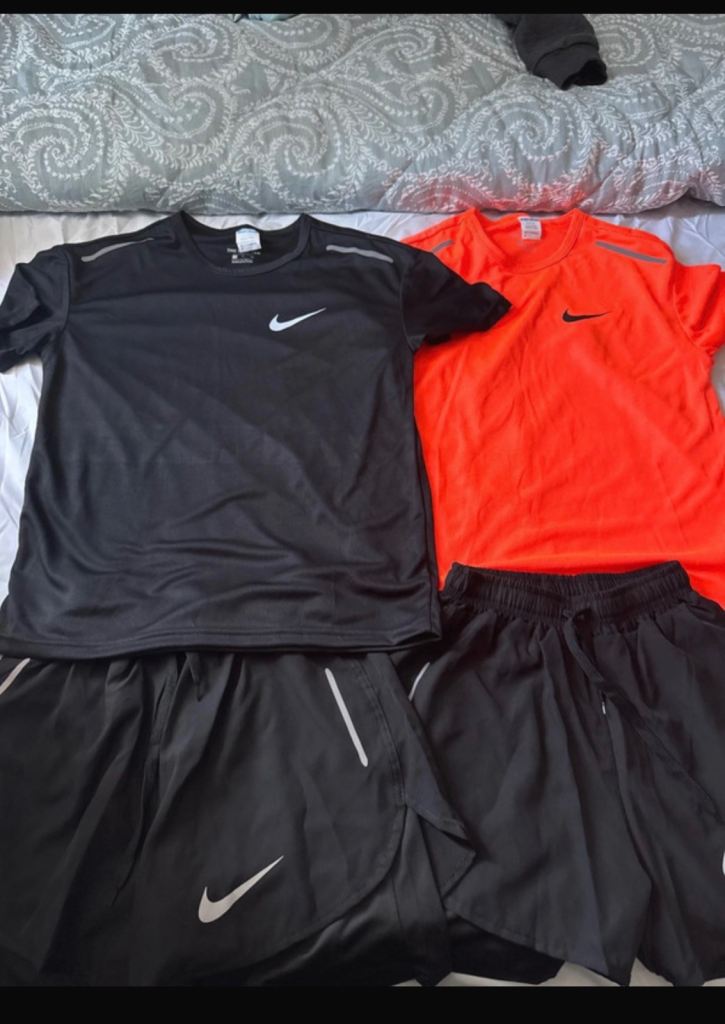 Nike Mens Sports Kit – Black & Orange, Good Condition