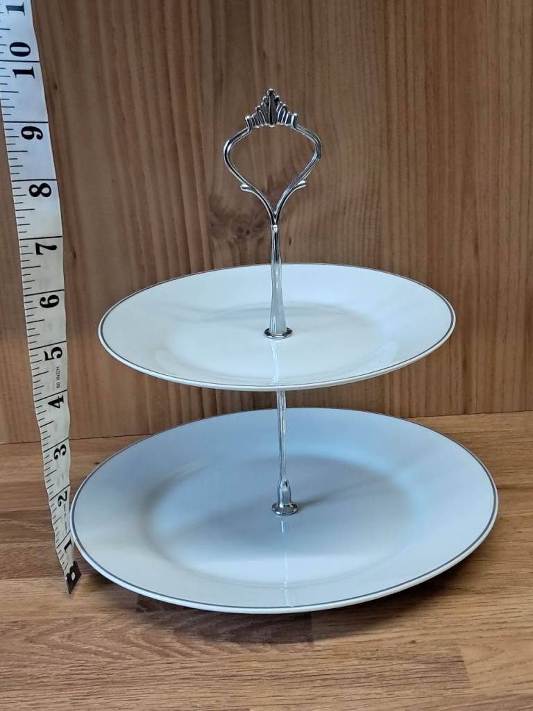 Flying Tiger Copenhagen 2-tier white ceramic cake stand. 