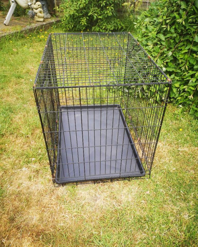 Dog Crate Large Size With Front and Side Doors & Plastic Base Tray