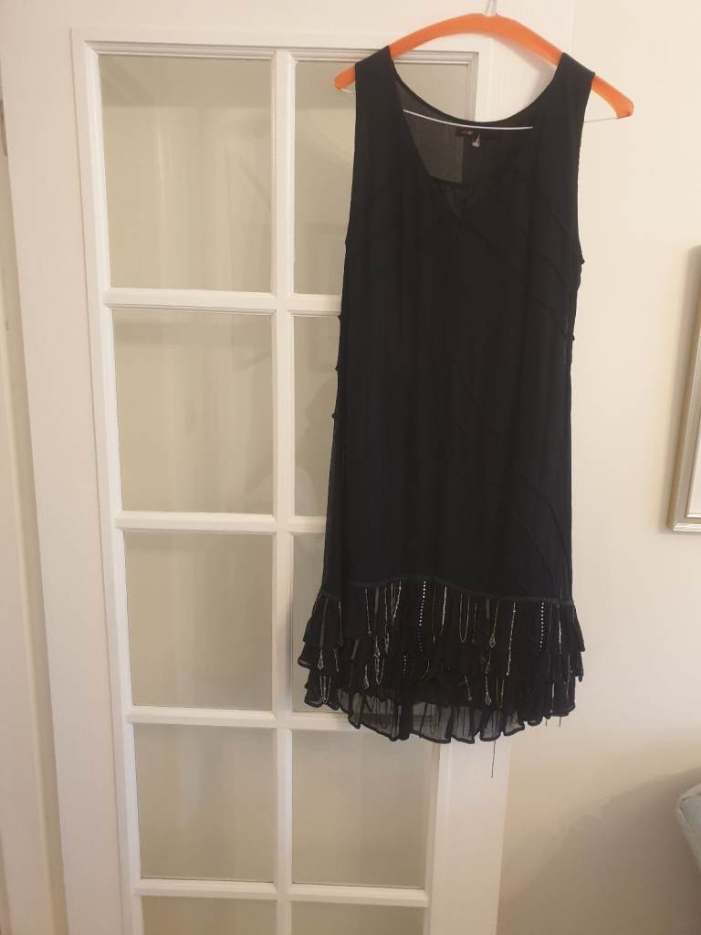 Maje black 100% silk dress, lined with beading 