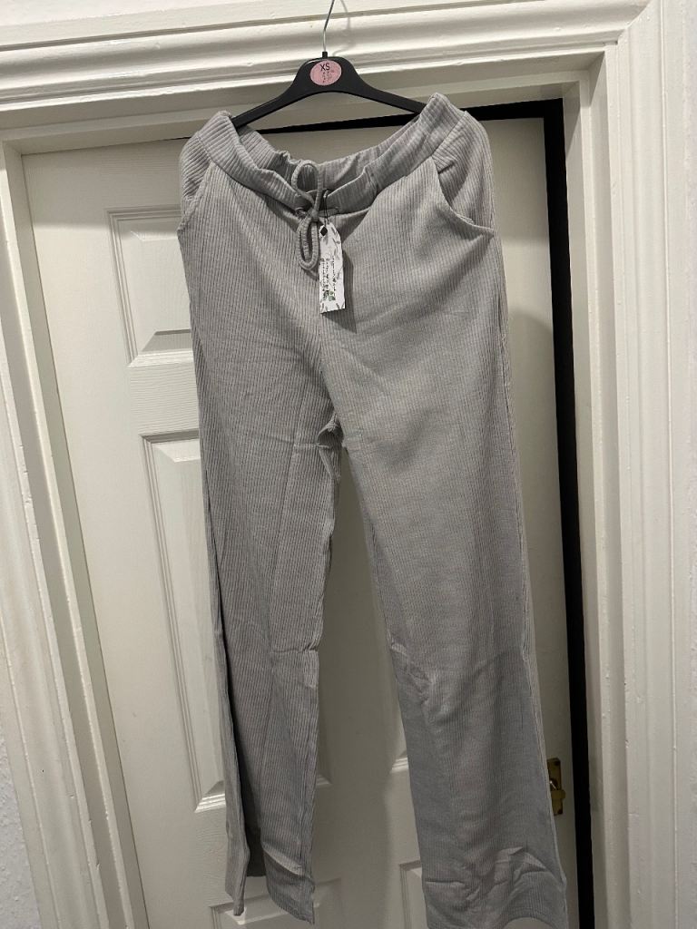Grey ribbed lounge trousers.. Brand new with tags & bag