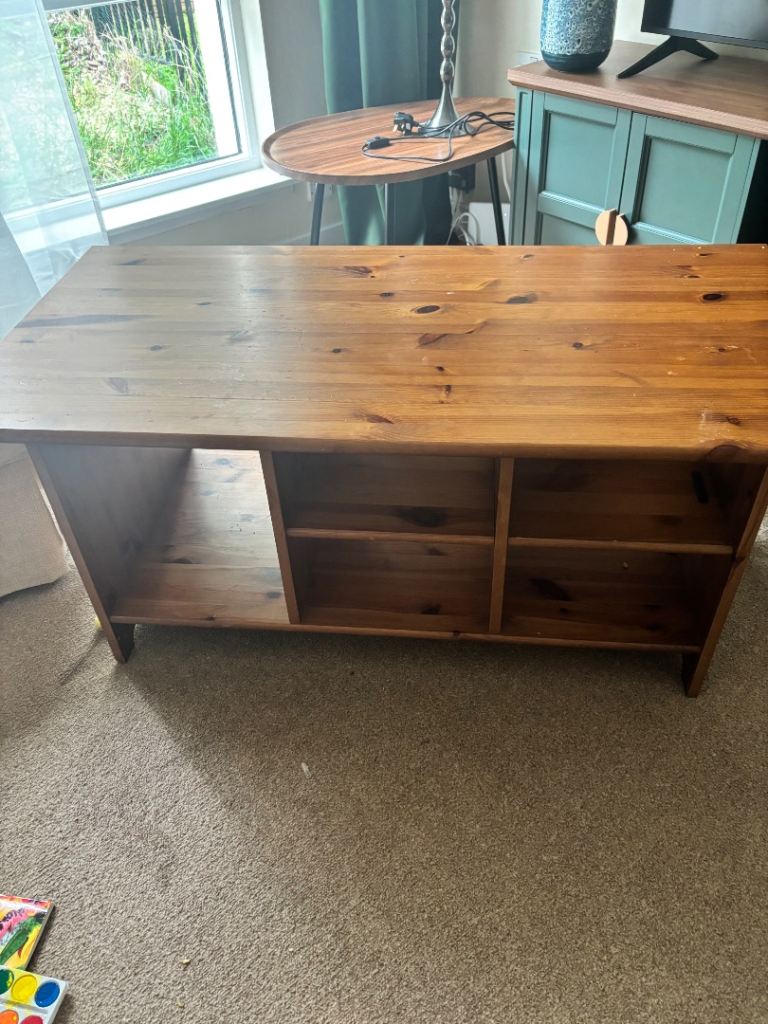 Solid Pine Coffee Table with Storage – Good Condition