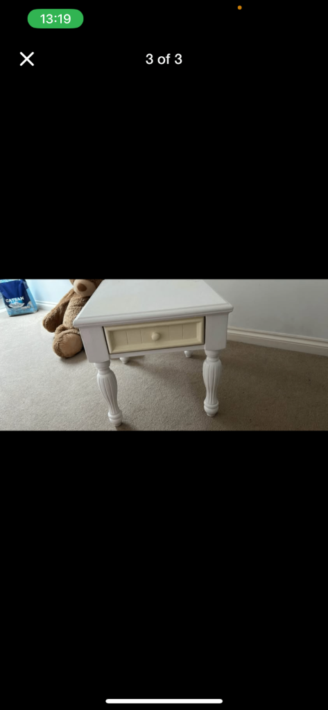 Pair of White Wooden Bedside Tables - As New