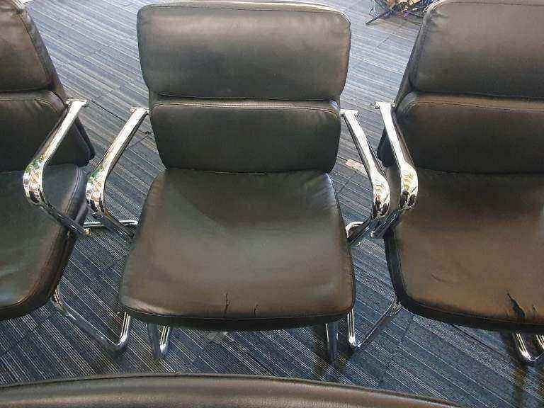 Used Black faux leather Office task desk meeting conference ergonomic second hand used chair