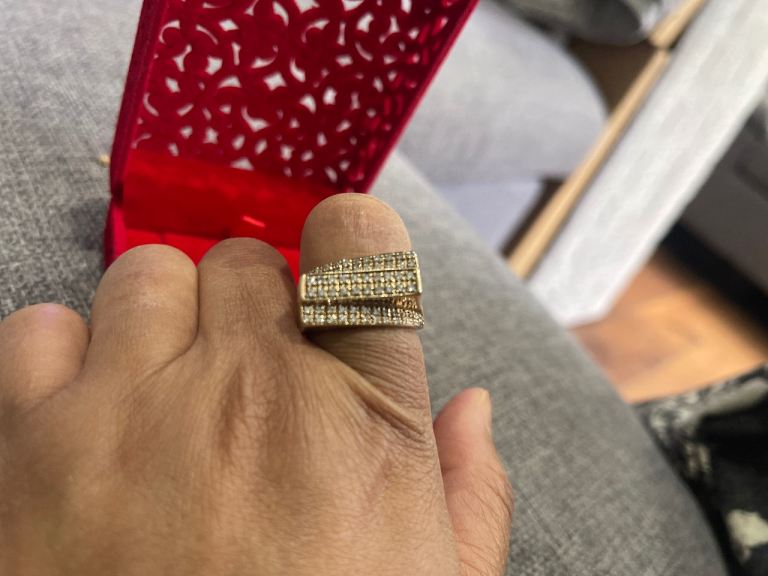 Men's Gold Tone Ring with VS diamonds - Good Condition
