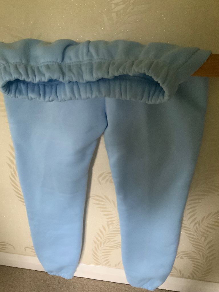 Jog bottoms cornflower blue fleece lined.