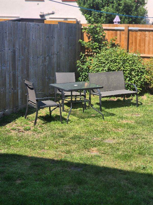 Garden Patio Furniture Set - Table, Two Chairs, and Bench