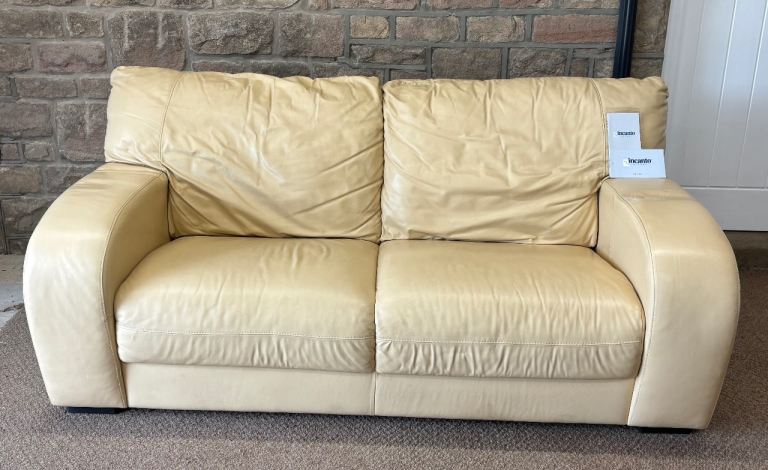 Incanto Cream Italian Designer Leather Sofa