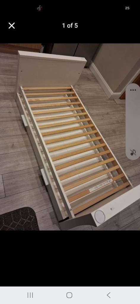 White Toddler Bed Frame with Slats – Good Condition