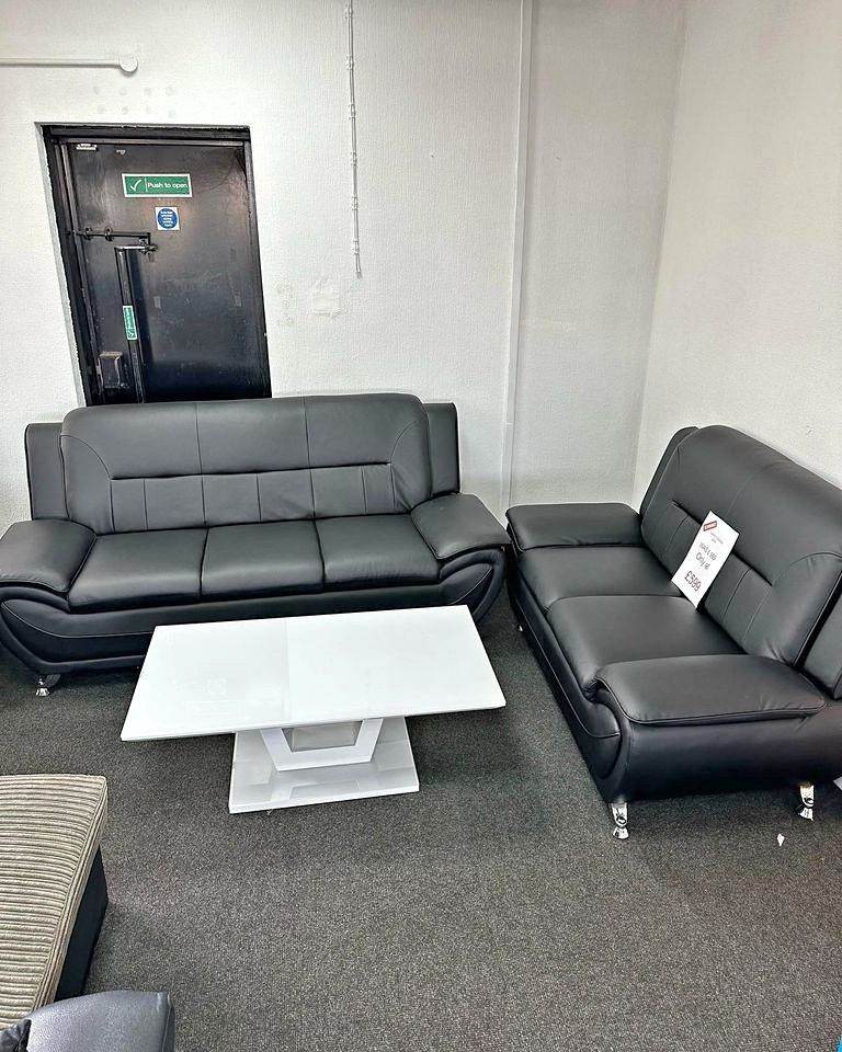 Brand new - 3+2 seater leather sofa set ( Black color ) Order Now - Free Home delivery C O D SAME DA