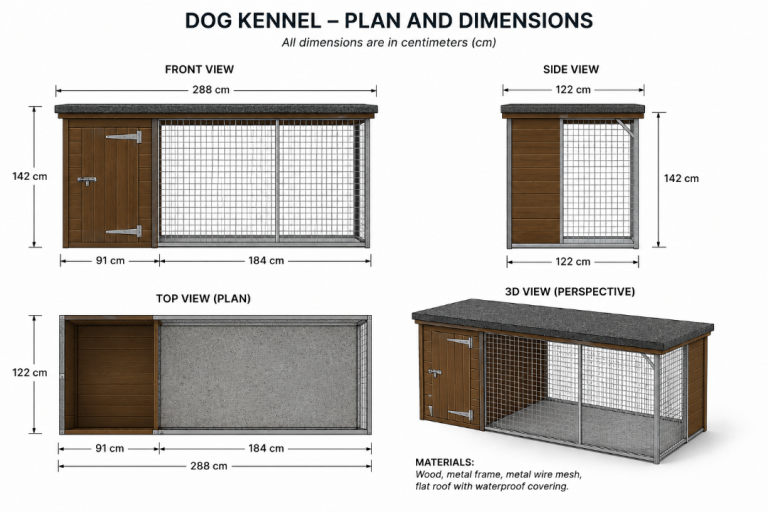 Large dog kennel and run