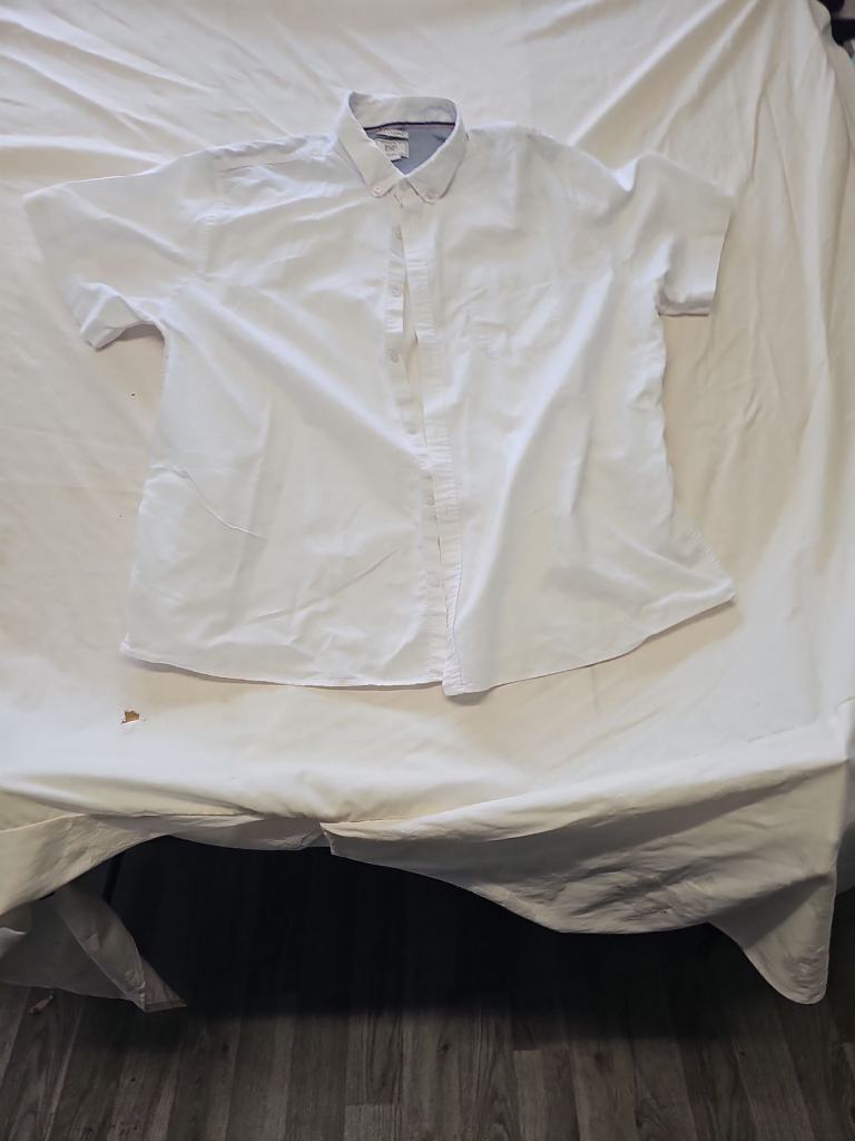 F&amp;F Men's White Oxford Short Sleeve Shirt Size 3XL  A445