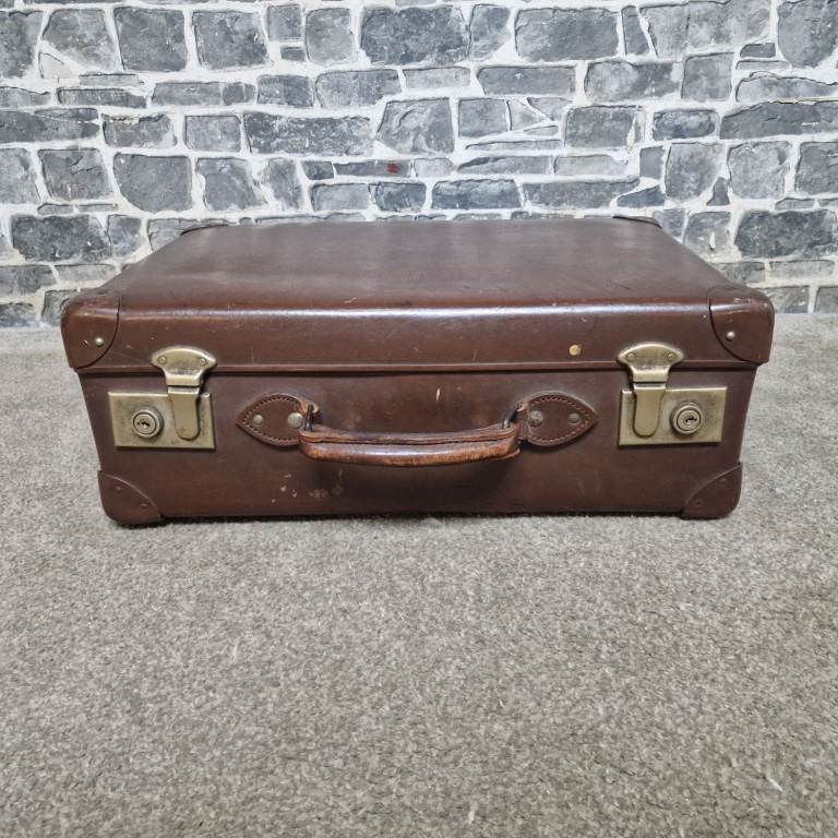 Vintage Brown Leather Suitcase