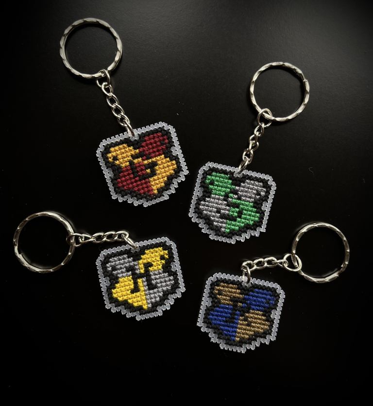 Harry Potter Hogwarts House Crest cross stitch keychains 