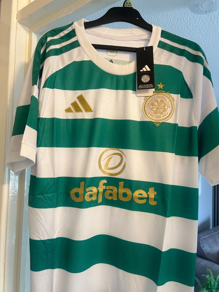 New Adidas Celtic Football Shirt - Green & White Stripes