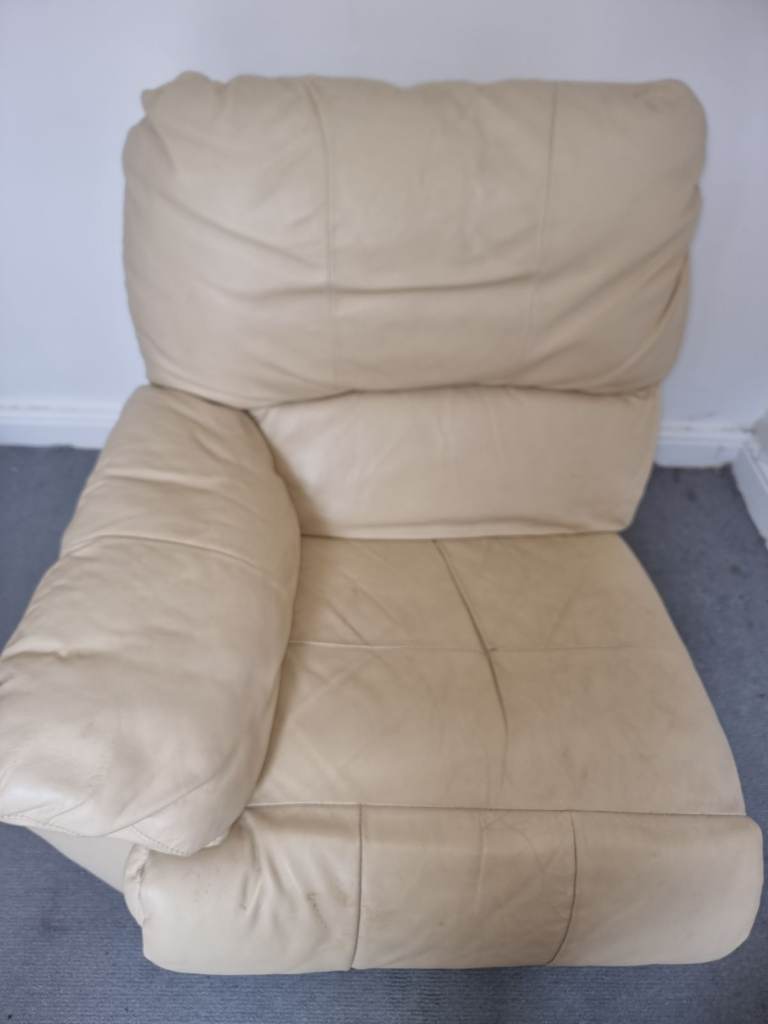 Cream Leather Armchair - Good Condition