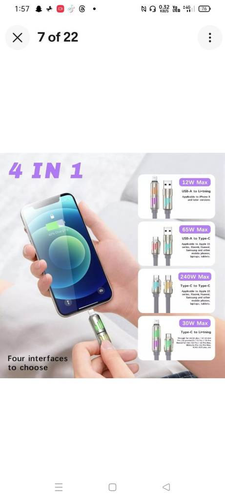 Magnetic 10000mAh Wireless Power Bank + 240W 4-in-1 USB-C Fast Charging Cable 