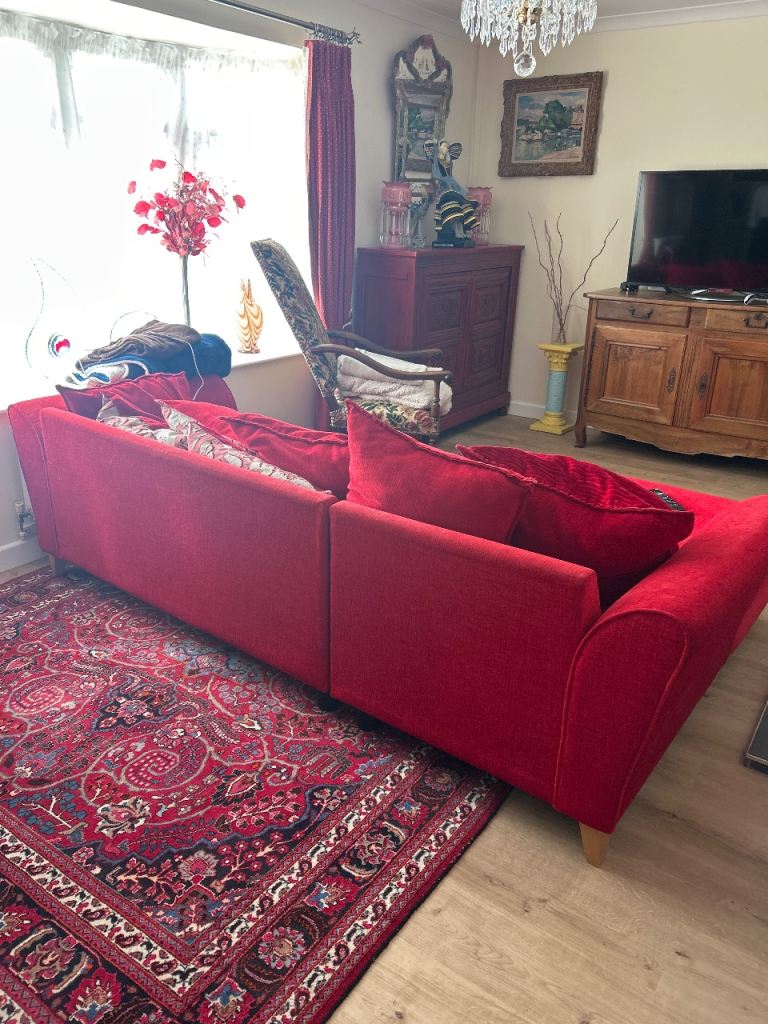 L-shaped red sofa