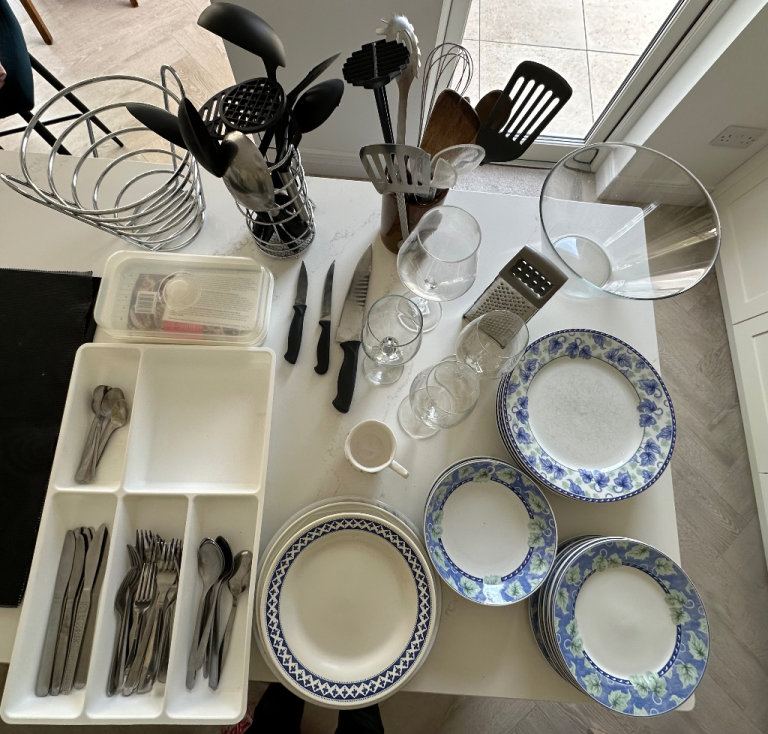 Kitchen tools ustensiles plates bowls glasses …starter kit 