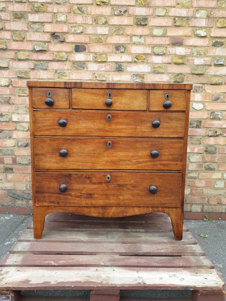 Antique Georgian Mahogany Chest Of Drawers Commode Dresser In Original Condition