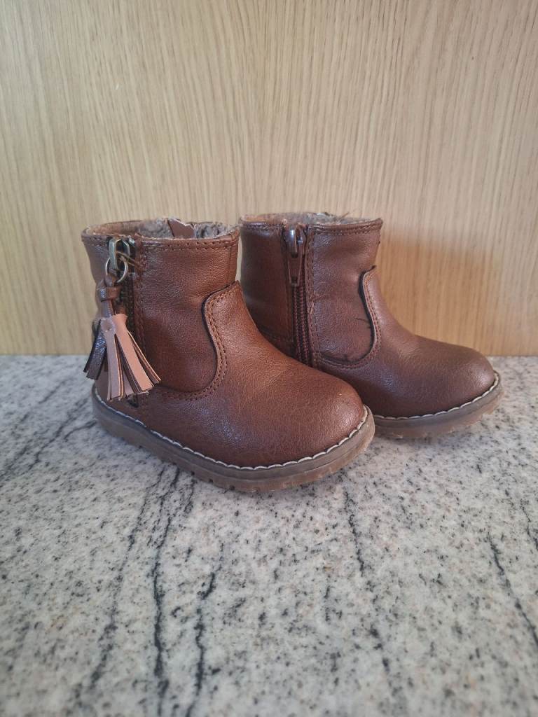 Tan Brown Chelsea Zip Tassel Ankle Boots Next Toddler UK Size 5F