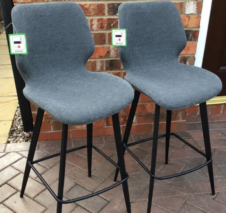 BRAND BEE 2x Furniturebox Nyla Dark Grey Fabric Counter Stools BAR STOOLS 
