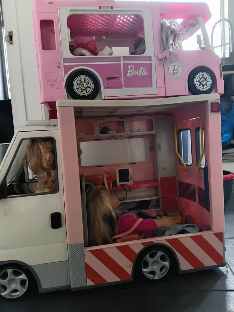 Barbie camper and next gen ambulance 