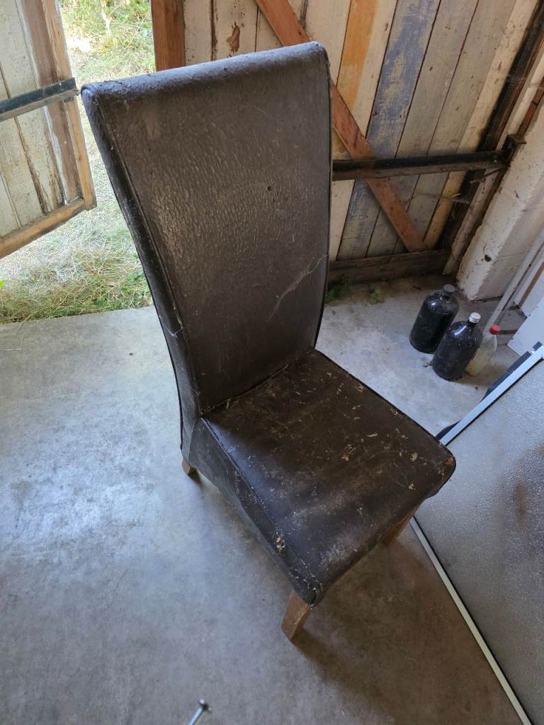 Brown Faux Leather Dining Chair – Fair Condition
