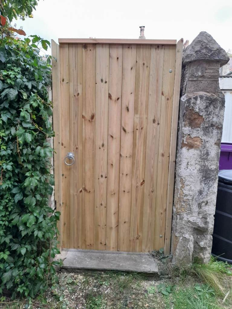 Pressure treated timber gate and posts