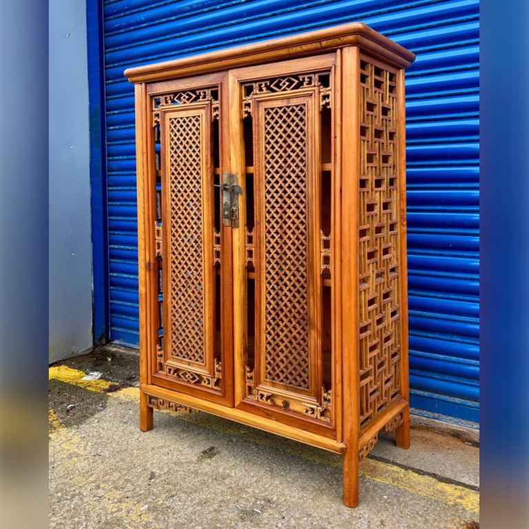 Vintage Oriental Elm Chest/ Cabinet £145