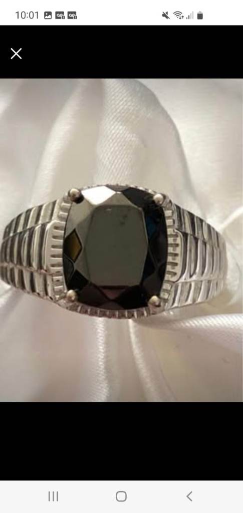 Mens Woman Shungite Ring Size V Silver 925 Platinum Overlay New