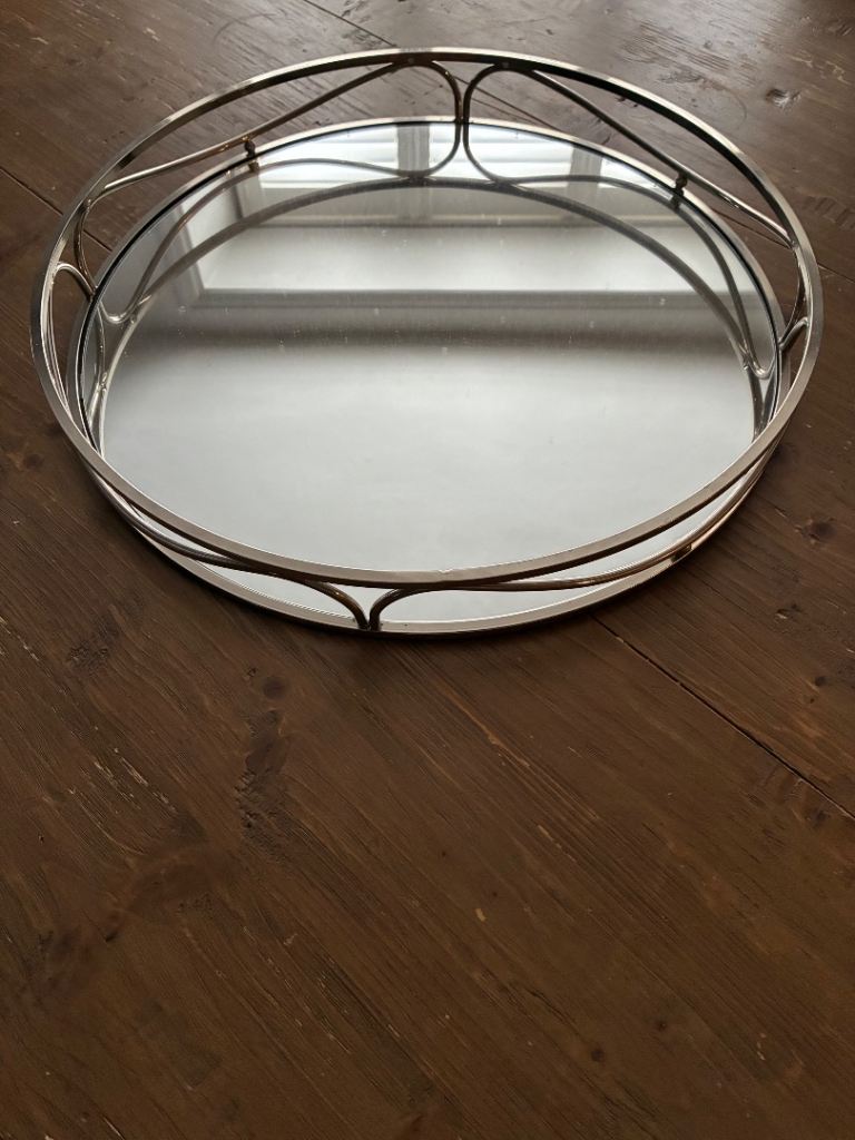 Silver Metal Mirrored Tray – Good Condition