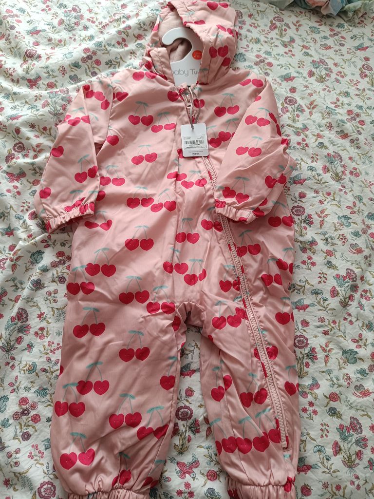 Brand New Baby Tu Pink Cherry All-in-One Rain Suit/Puddlesuit