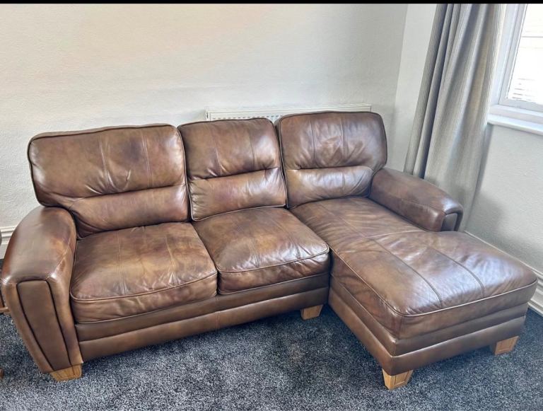 Brown Leather Corner Sofa 