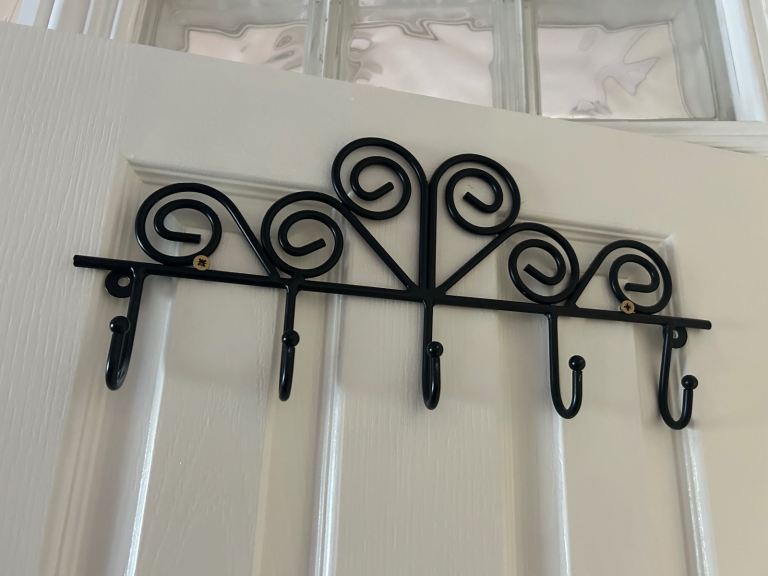 Black metal bin, lamp etc