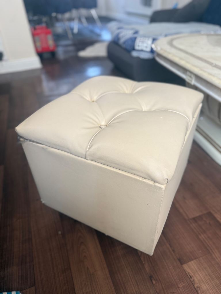 Cream leather stools with storage