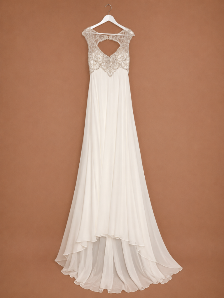 Maggie Sottero Beaded Chiffon Empire Wedding Dress – Size 8