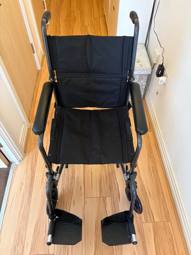 Lightweight Folding Wheelchair – Black, Good Condition