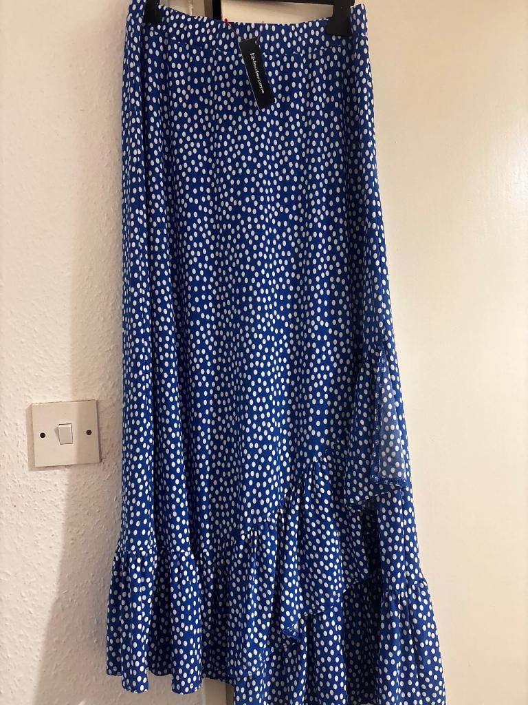 Kaleidoscope Lovely Blue and White Polka Dot Skirt – New with Tags