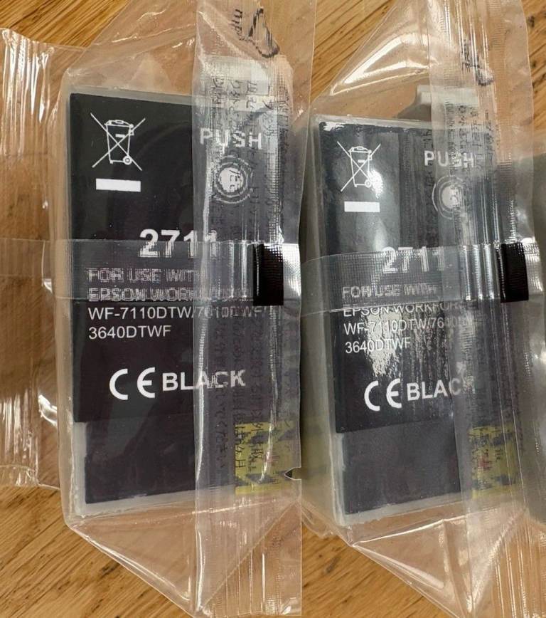 2 x 2711 Black compatible Ink Cartridges For Use With Epson Workforce Printer