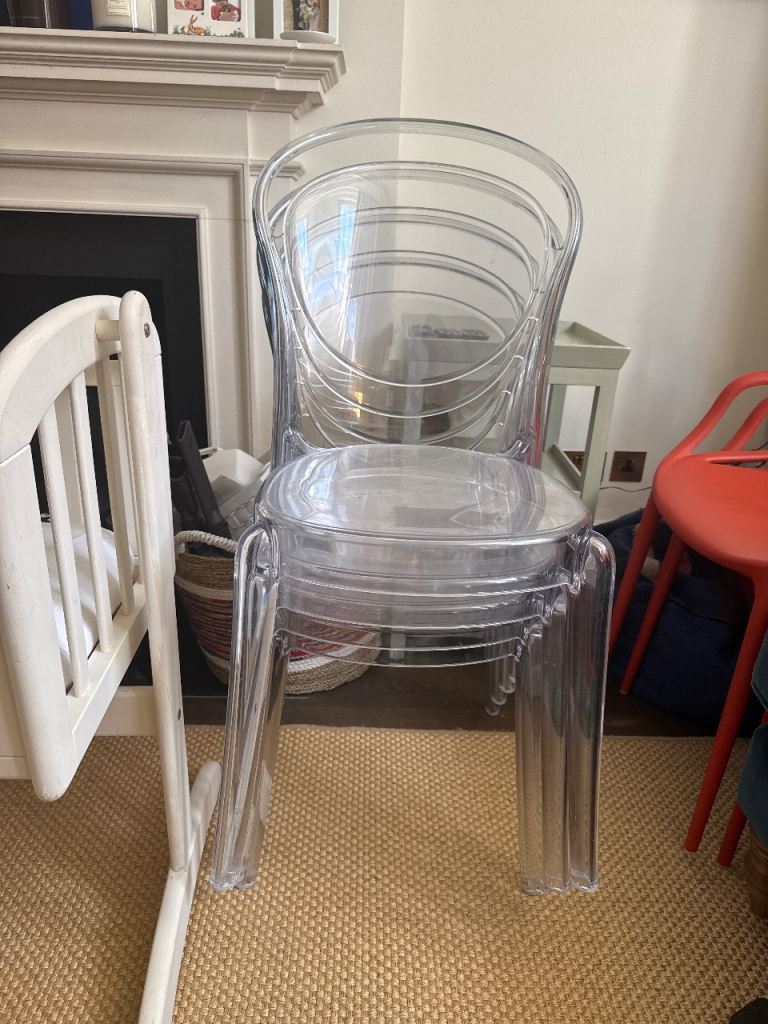 Kartell Clear Plastic Dining Chairs - Stackable, Good Condition