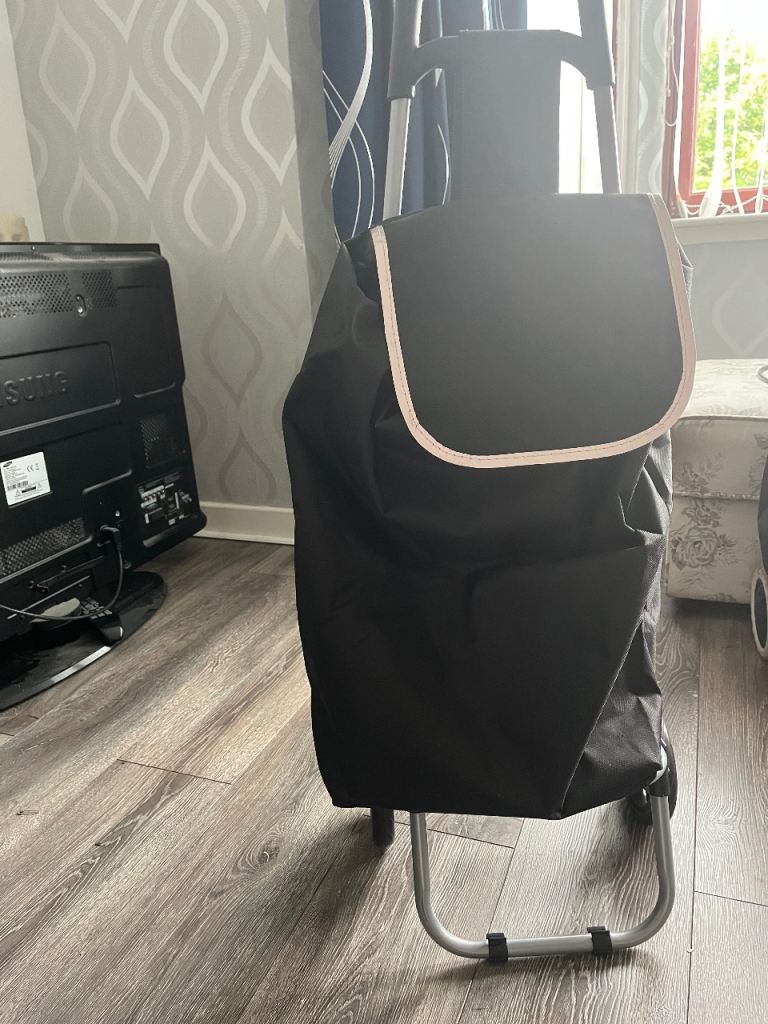 Black Folding Shopping Trolley with Wheels