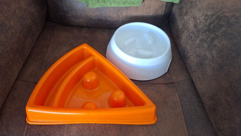 Zippy Paws Two Slow Feeder Pet Bowls Dog Puzzle Maze Anti Gulping Free 