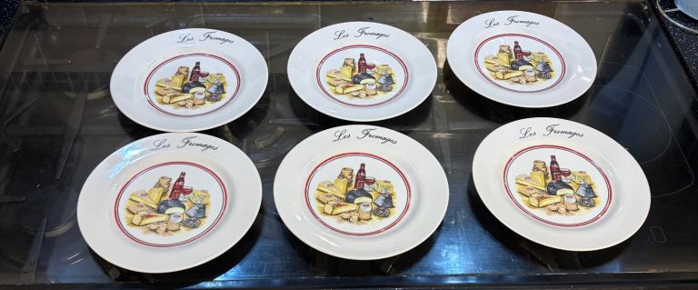 6 Vintage French "Les Fromages" Cheese Plates - Porcelain Cheese Plate Set